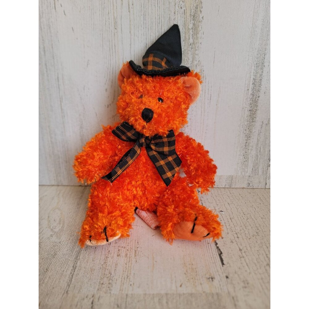 Russ Hocus Orange teddy bear Halloween mini decor plush